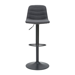 Tabourets de bar réglables pivotants 360° tissu et métal gris foncé (lot de 2) SAURY