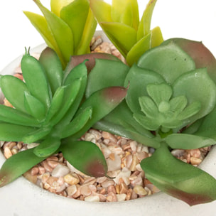 Plante grasse artificielle pot ciment H10cm