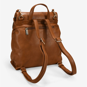 Mochila casual cuero con solapa