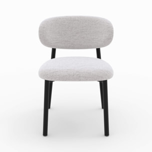 Lot de 2 chaises en tissu gris clair chiné et pieds en métal noir - Nao