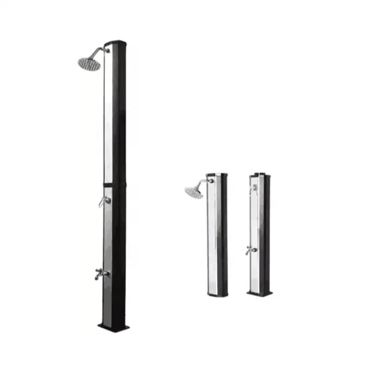 Doccia Solare 35 Litri 220 Cm Per Giardino Piscina Soffione Cromato Getto A Pioggia Con Regolatore Temperatura E Doccetta Per Piedi Attacco Per Tubo