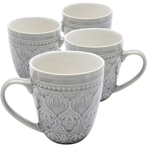 Mugs Sicilia Mandala gris set de 4 Kare Design