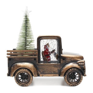 Camion da trasporto Albero di Natale di Babbo Natale con luce led, acqua e glitter