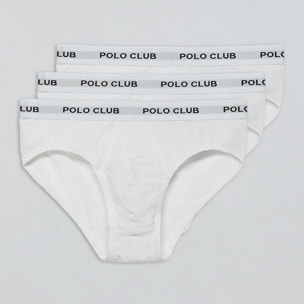 Pack di tre slip bianchi con particolare Polo Club