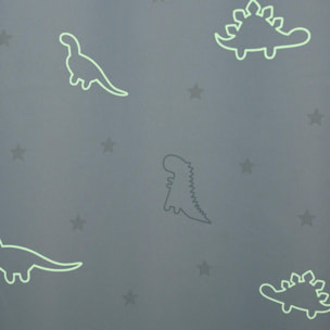 Rideau occultant enfant "Glow" dinosaure bleu clair 140x250cm