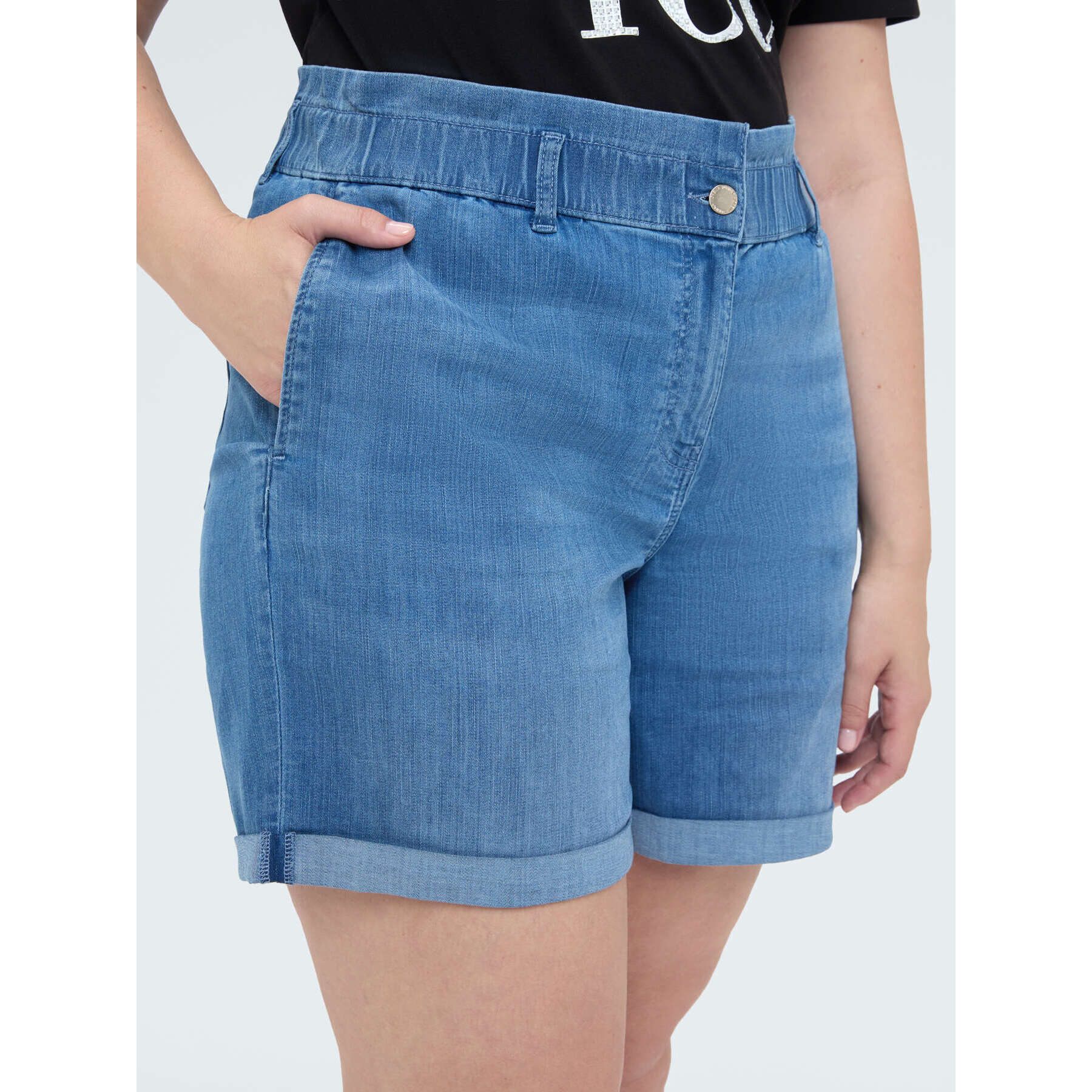 Fiorella Rubino - Shorts vaqueros con cintura elástica - Light - blue