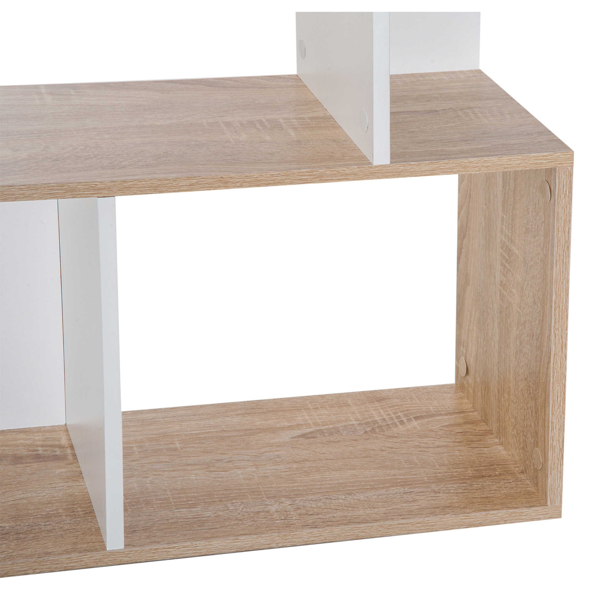 Bibliothèque étagère meuble de rangement design contemporain en S 4 étagères 60L x 24l x 148H cm chêne blanc