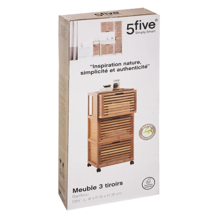 Meuble colonne 3 tiroirs "Sicela" bambou