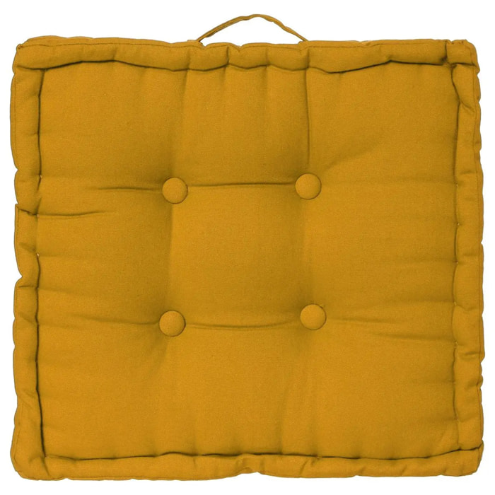 Coussin de sol jaune moutarde 40x40 cm