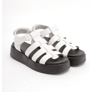 SANDALO FLATFORM RAGNO CHOCOLA' BIANCO