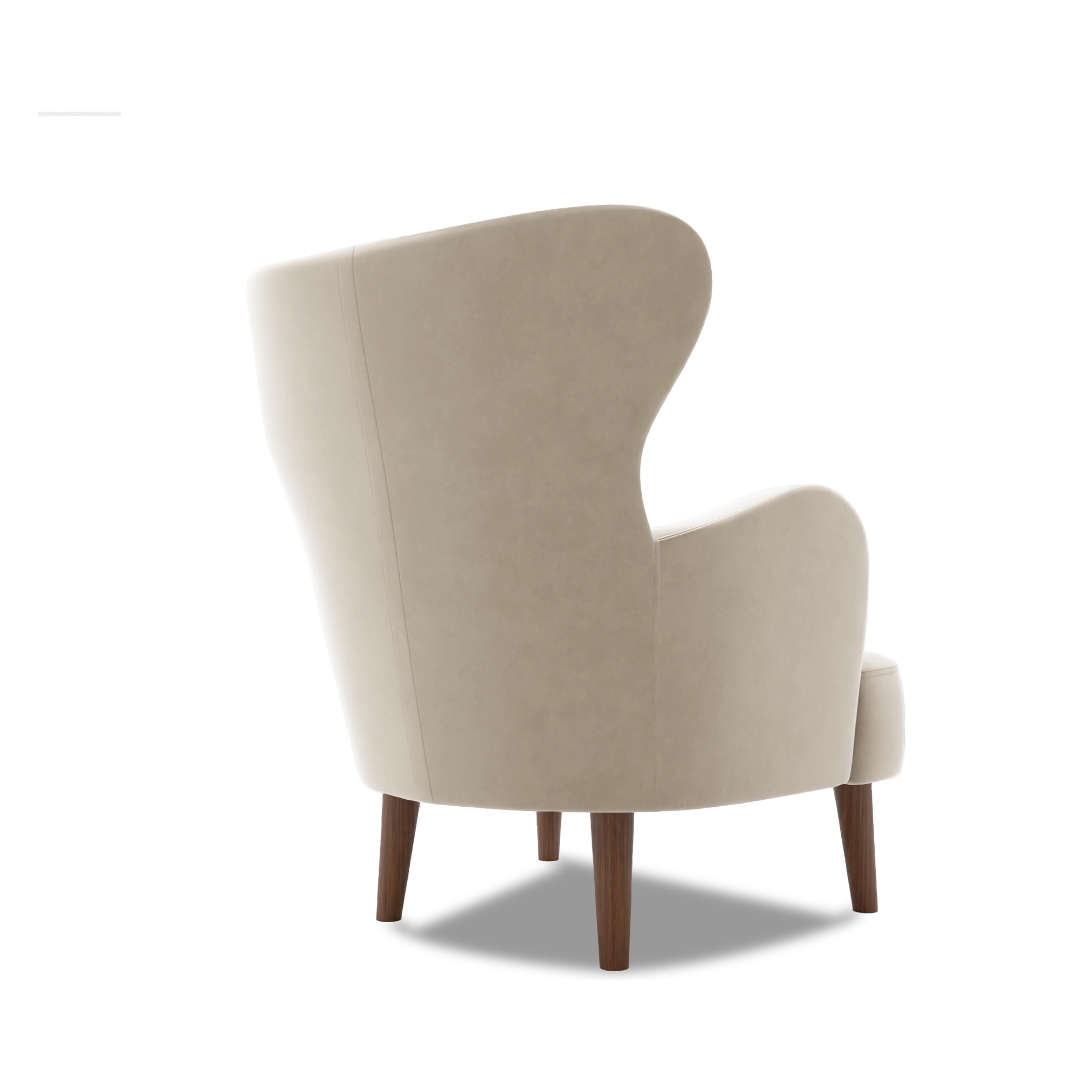 Jaudy - fauteuil - en velours - pieds en bois - Beige