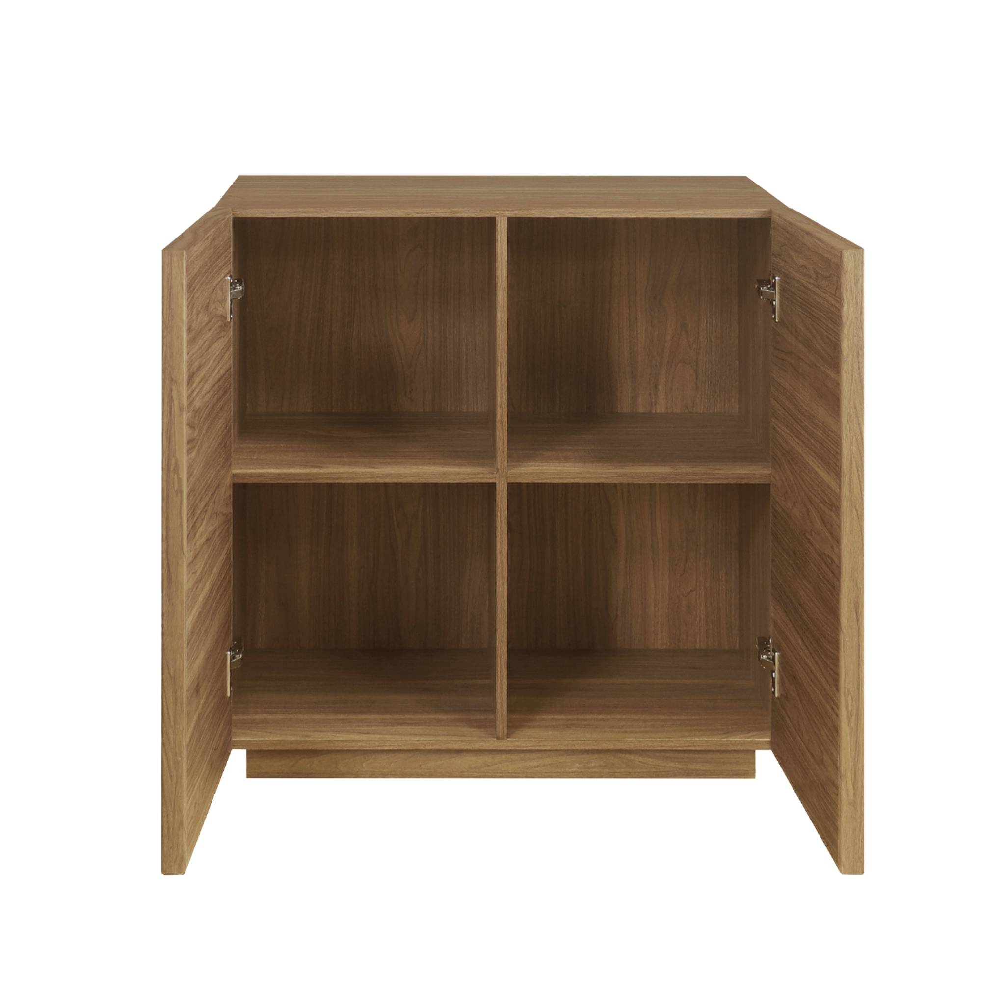 Buffet effet bois noyer 2 portes 80 cm 4 compartiments - L 80 x P 43 x H 85cm - Kuba
