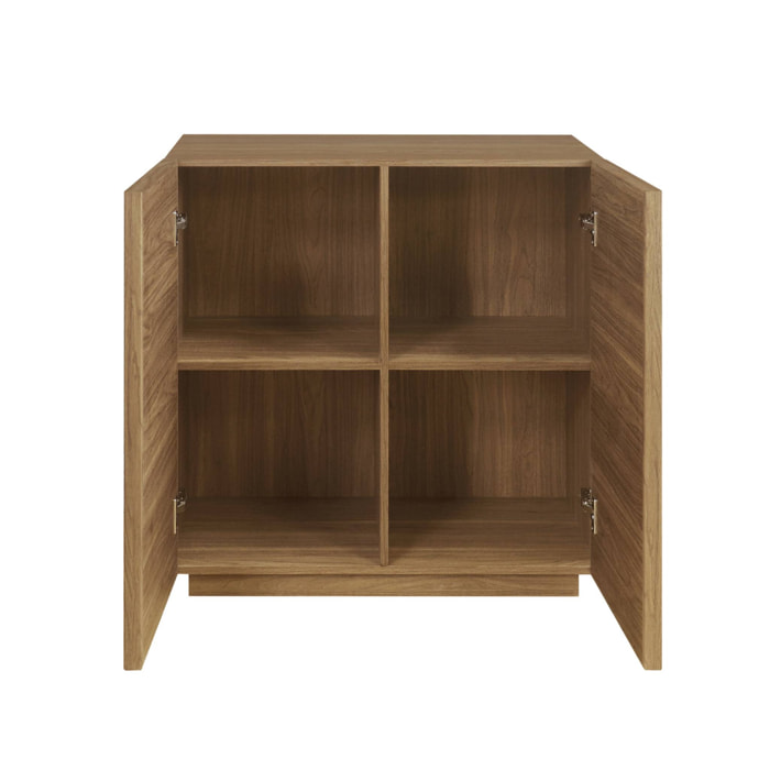 Buffet effet bois noyer 2 portes 80 cm 4 compartiments - L 80 x P 43 x H 85cm - Kuba
