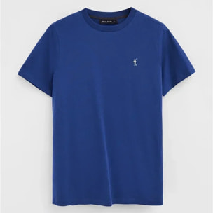 Pack hombre de cinco camisetas azul marino, gris vigoré, blanca, azul denim y azul royal de manga corta y bordado Rigby Go