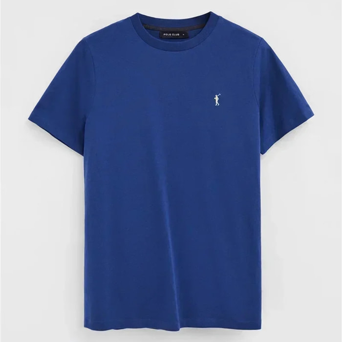 Pack hombre de cinco camisetas azul marino, gris vigoré, blanca, azul denim y azul royal de manga corta y bordado Rigby Go