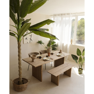 Table de salle à manger en bois massif dans le ton du bois chêne foncé de différentes tailles