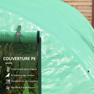 Serre de jardin tunnel 12 m² système d'arrosage intégré acier renforcé PE haute densité vert