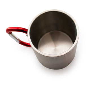 Tazza piccola in acciaio inox da 210 ml con manico a moschettone.