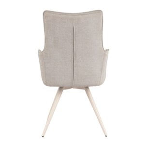 Chaise pivotante 180° avec accoudoirs tissu doux et pieds métal - TOMA