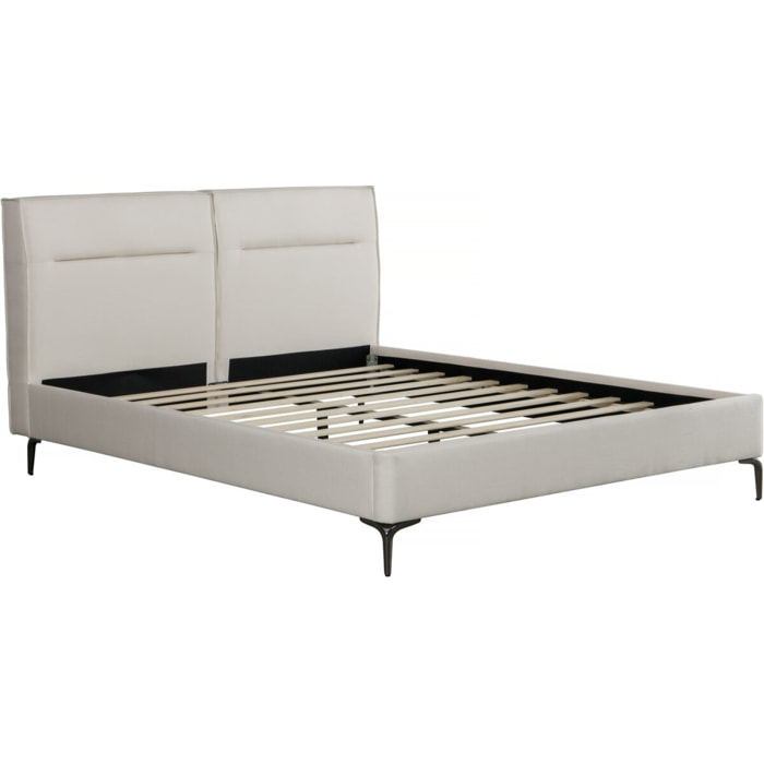 Lit double en tissu design "Moritz" - 160 x 200 cm - Beige