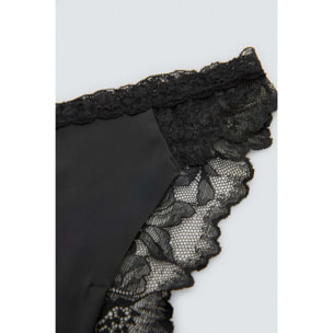 Slip brasiliano elastico con pizzo nero