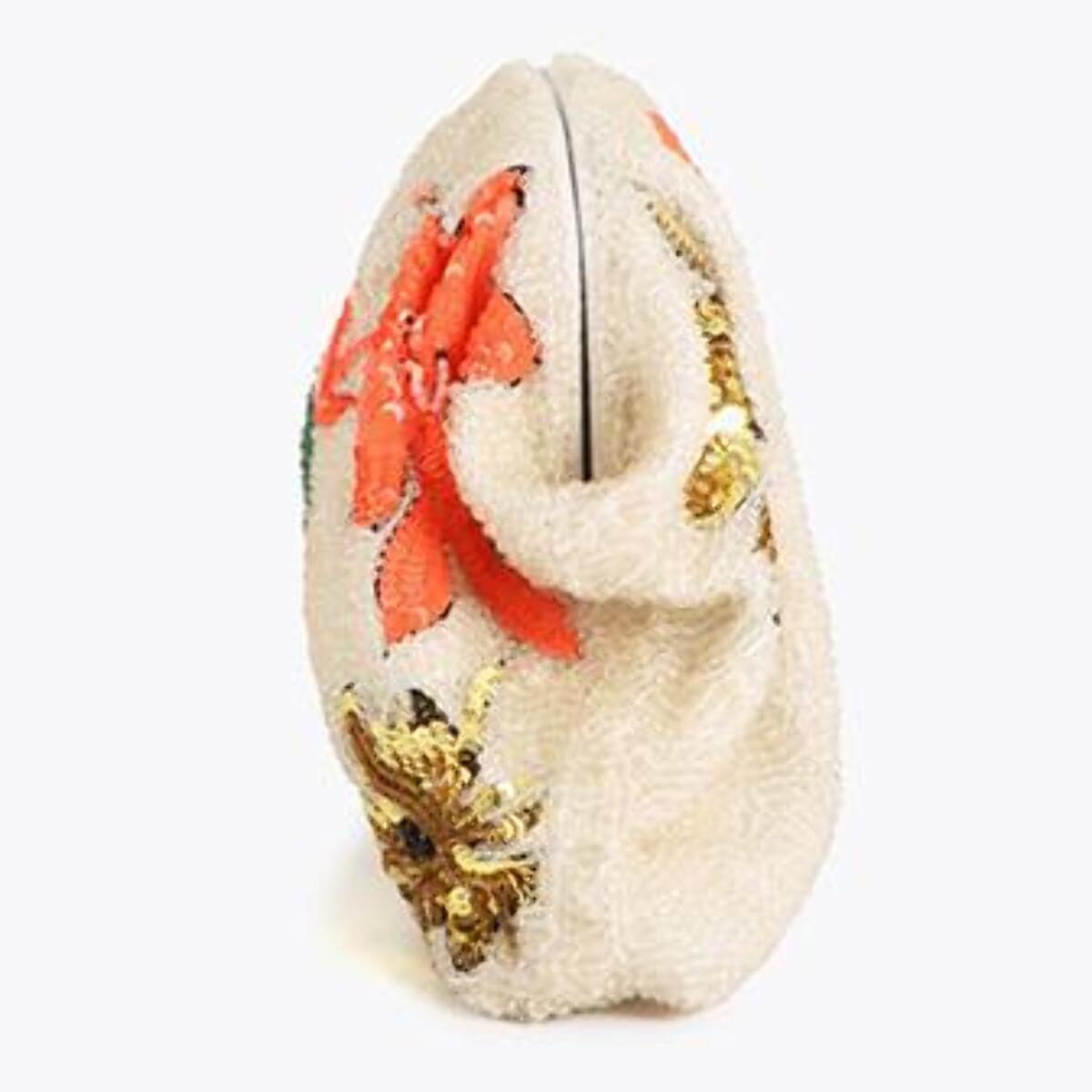 Borsa a mano con strass a forma di pappagallo