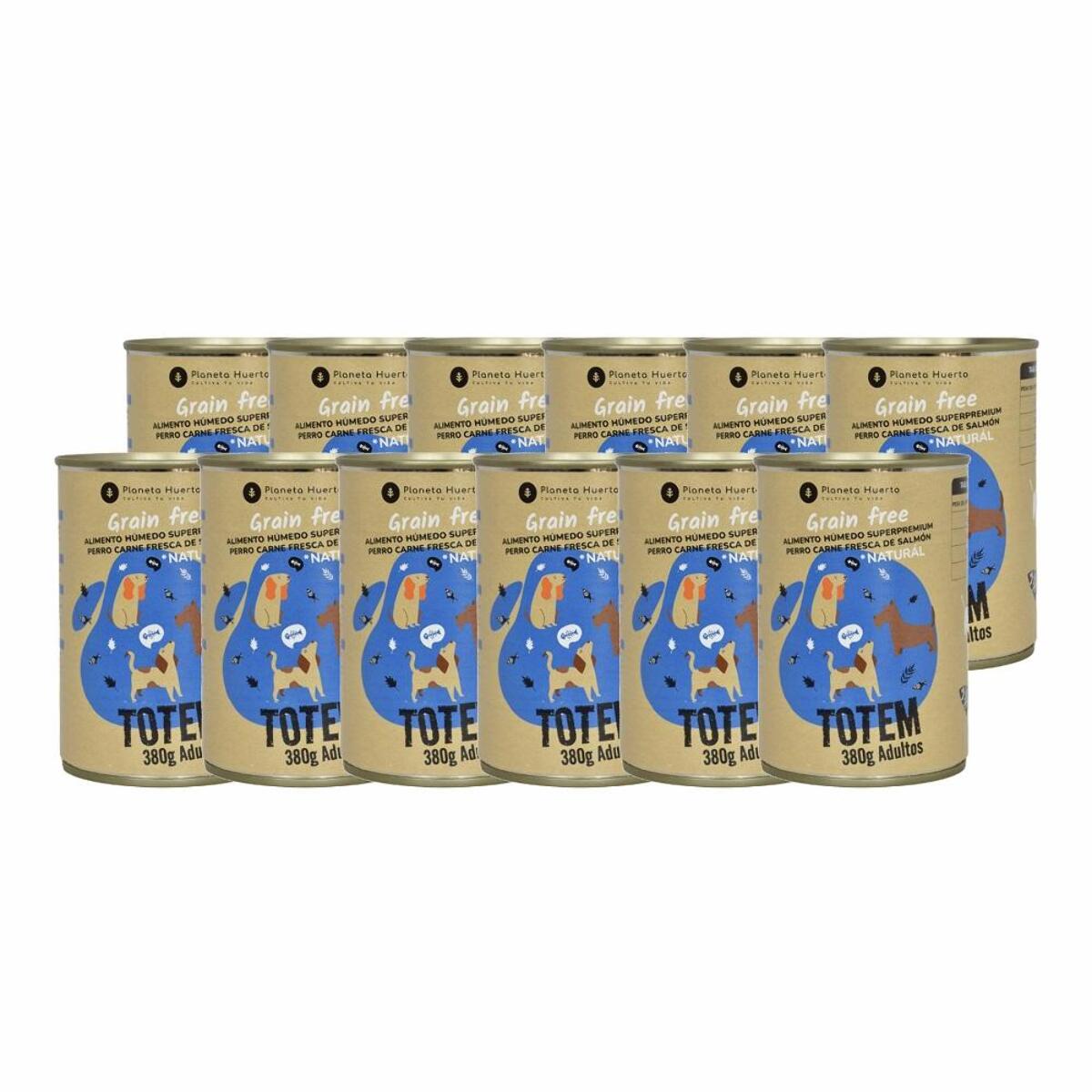 PLANETA HUERTO | Pack 12x Comida Húmeda Grain Free Superpremium para Perros con Salmón 380 g - Alimentación Completa sin Cereales para Perros Adultos