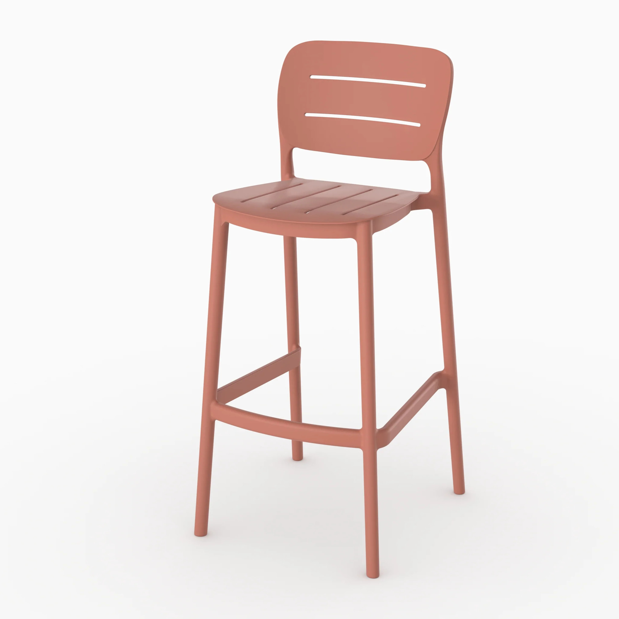 Lot de 2 chaises de bar de jardin 75 cm en plastique terracotta - Lola