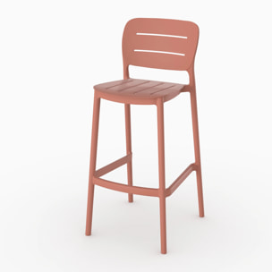 Lot de 2 chaises de bar de jardin 75 cm en plastique terracotta - Lola