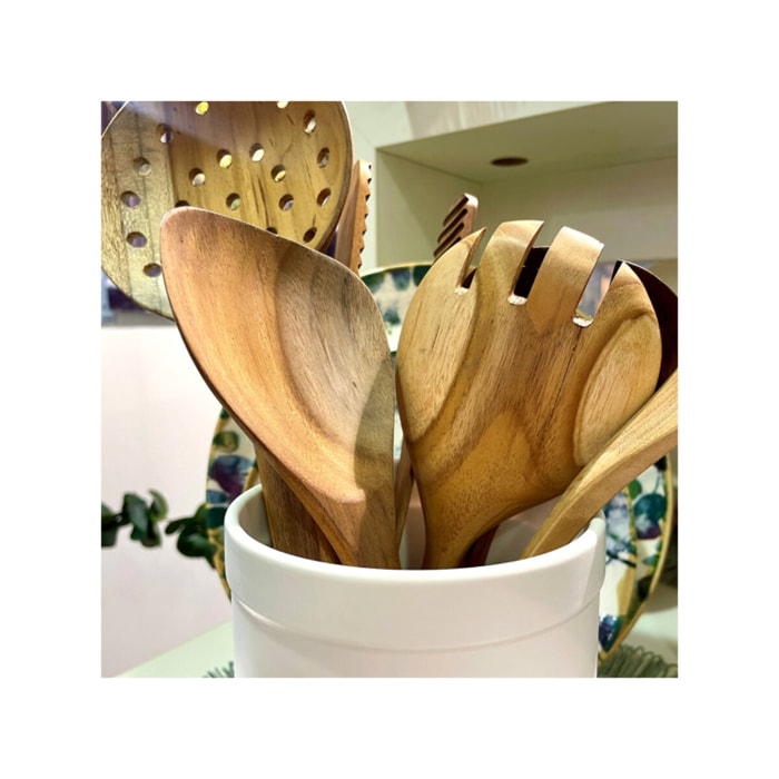 Spatule de cuisine 27 cm en bois de teck artisanal - MAEL