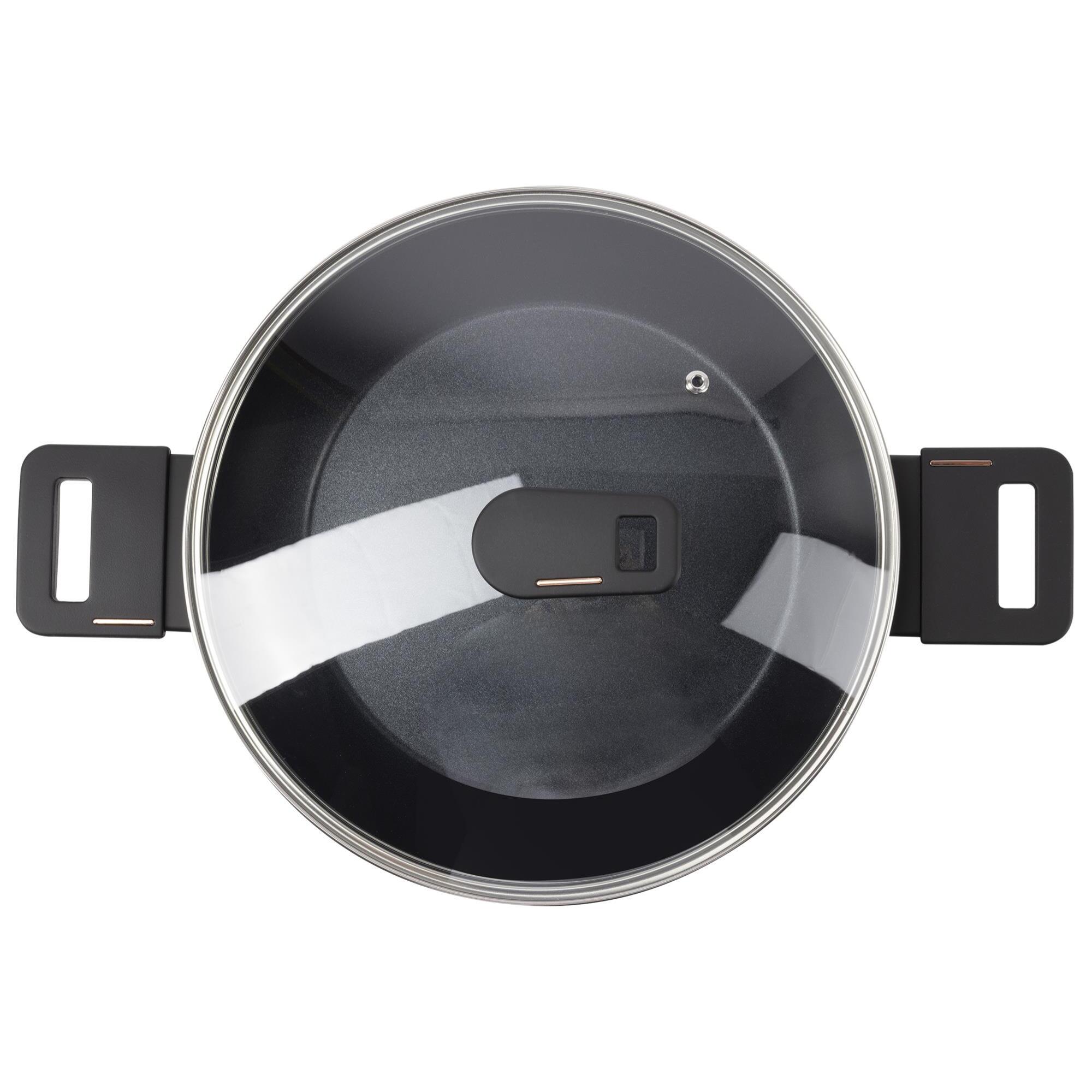 cacerola baja ø28cm 4,2l con tapa en aluminio forjado color negro