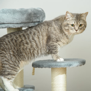 árbol Rascador para Gatos de Felpa y Sisal ÃÂ¤40x65cm Gris