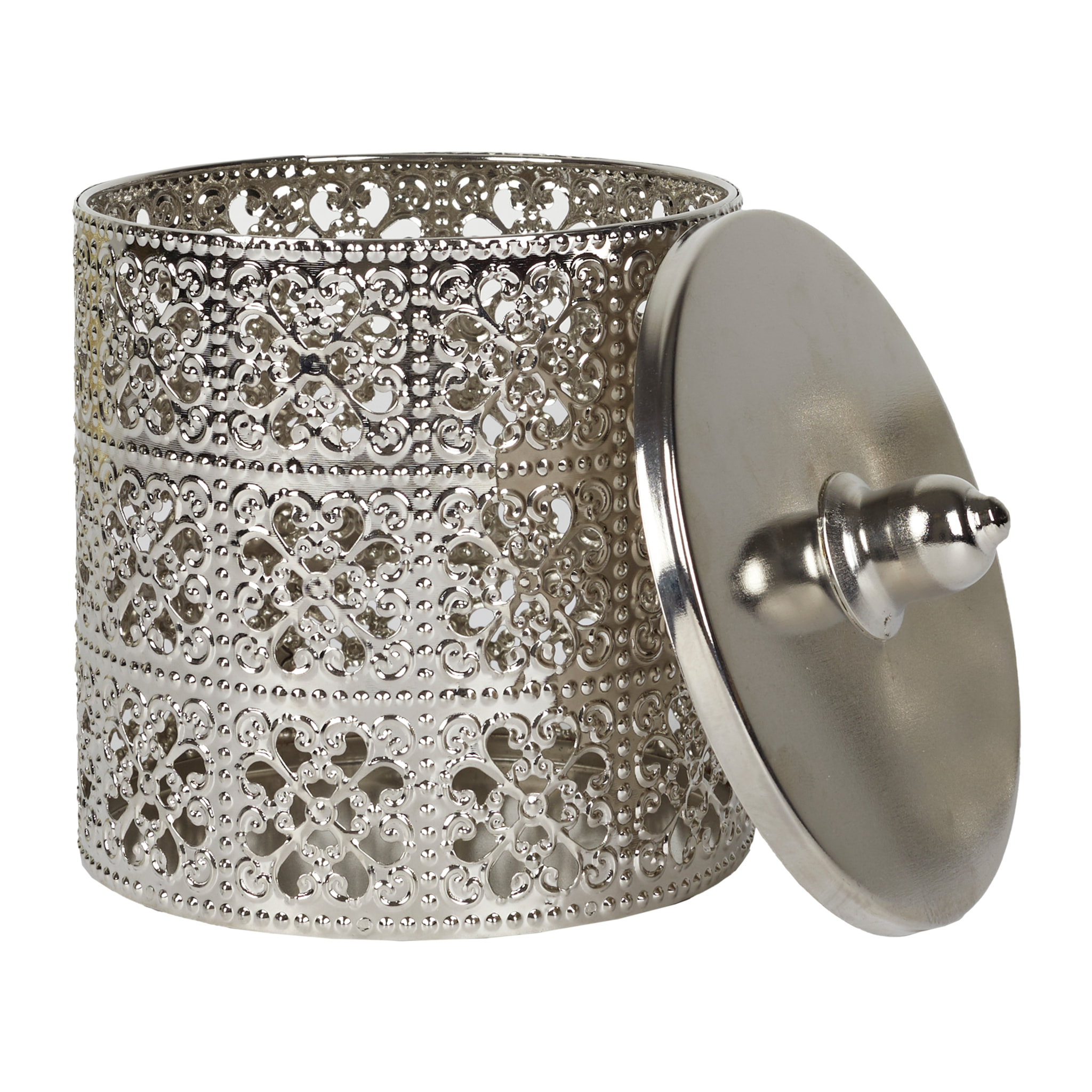 Boite Deco Argentee Avec Couvercle H13.5cm