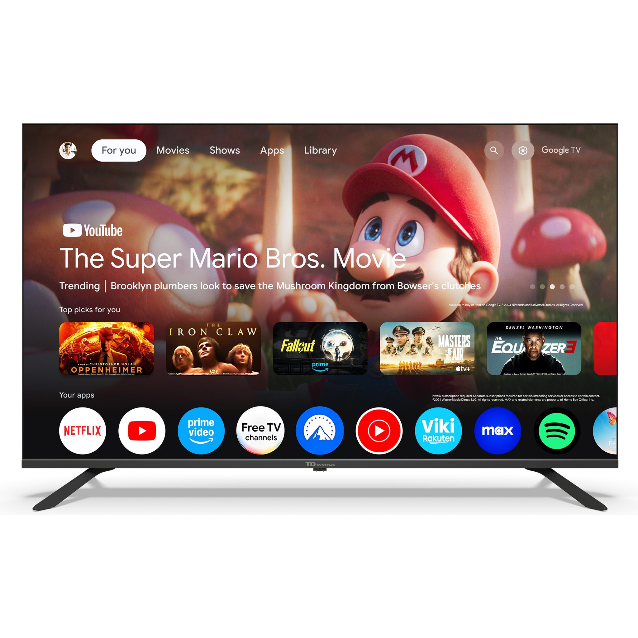 Smart TV 50 pulgadas 4K Hey Google Official Assistant con control por voz. Televisor Android 14 - TD Systems M50K21GLE