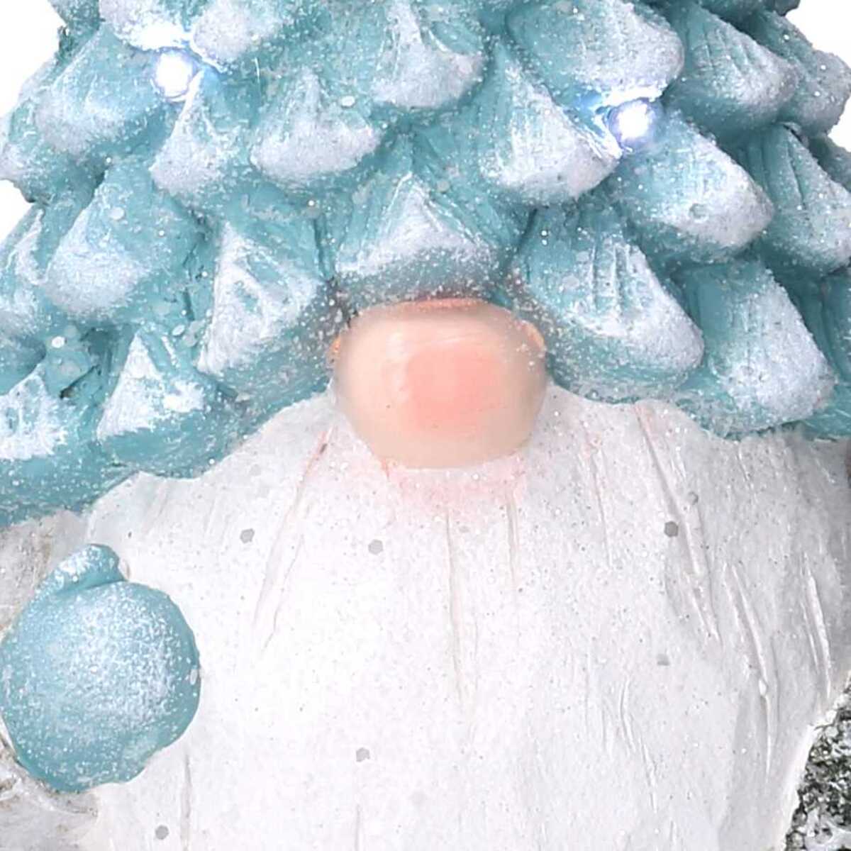 Gnomo in resina azzurro seduto con led cm ø21,5h36,5