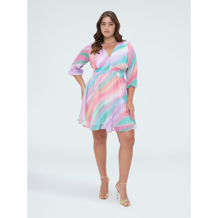 Fiorella Rubino - Vestito corto in georgette con stampa - Rosa