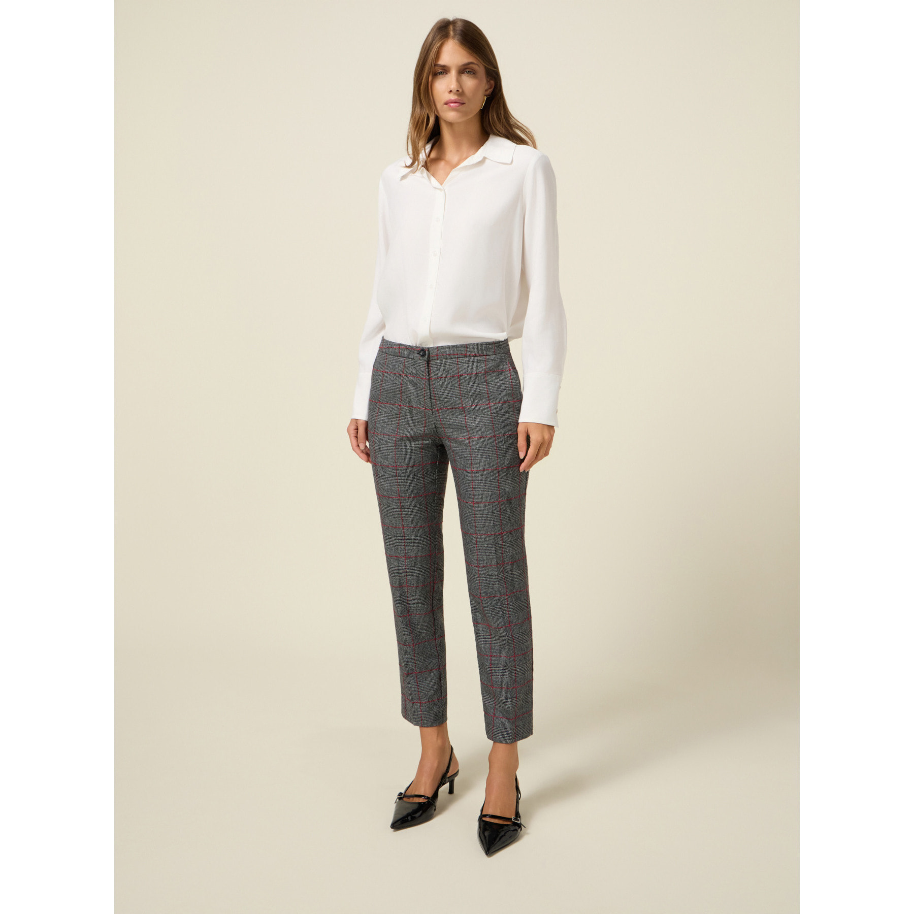 Oltre - Pantaloni check - Grigio