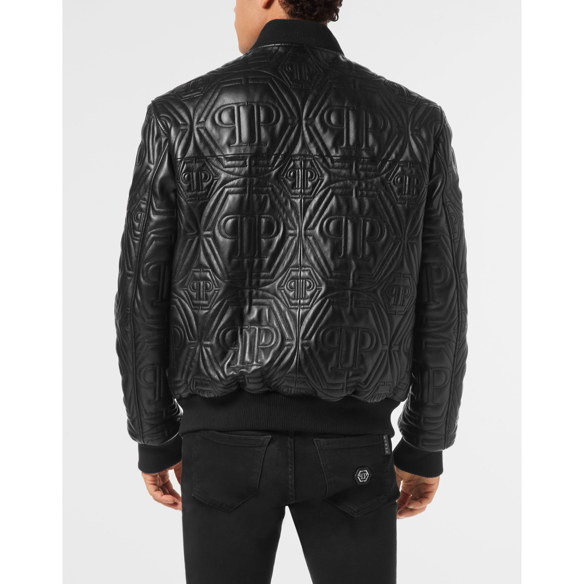 PHILIPP PLEIN Bomber de cuero MONOGRAM