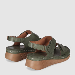 Sandalias de Piel - Kaki - Tacón: 3 cm