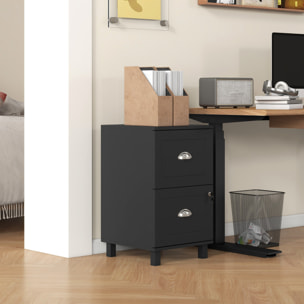 Cajonera de Oficina Mueble Archivador con 2 Cajones Cajonera para Escritorio con Cerraduras Carpetas Suspendidas para A4 y Carta 40x41,5x67,5 cm Negro