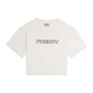 T-shirt Cropped in Jersey di Cotone con Logo FREDDY
