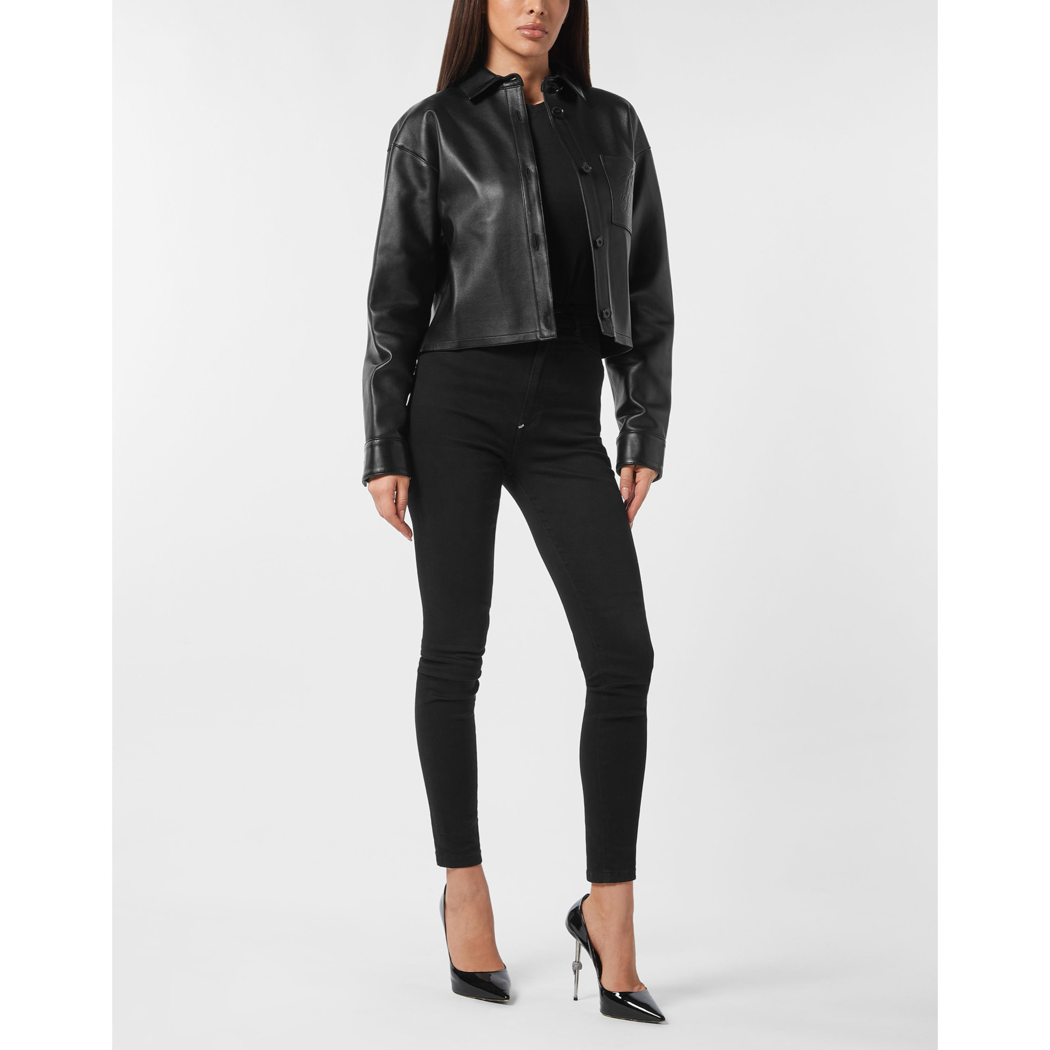 PHILIPP PLEIN Camisa de cuero SIGNATURE