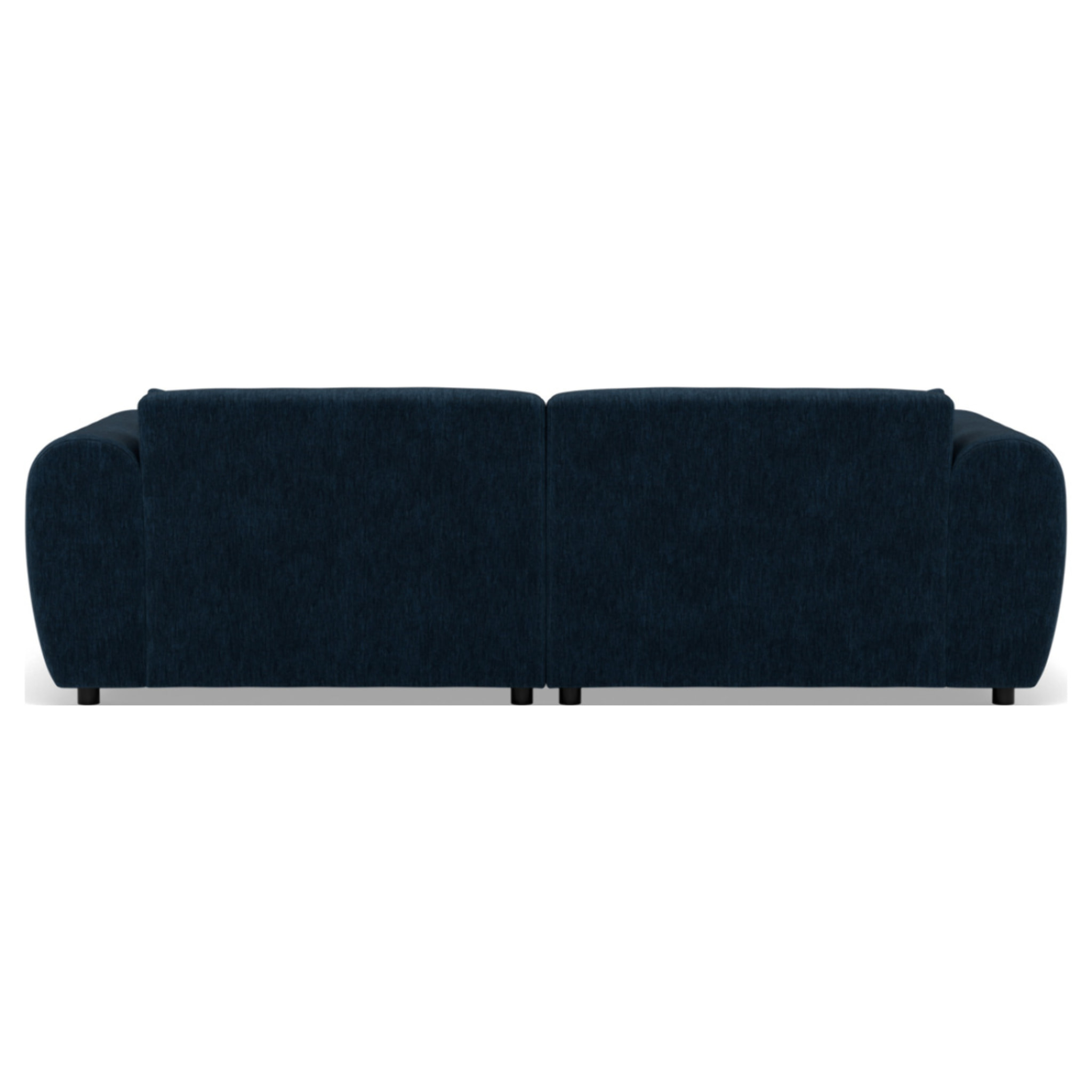 Aumance - canapé droit 4 places avec double méridienne assise profonde en velours texturé - Bleu