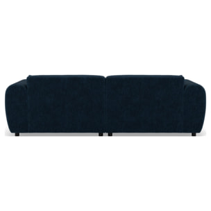 Aumance - canapé droit 4 places avec double méridienne assise profonde en velours texturé - Bleu