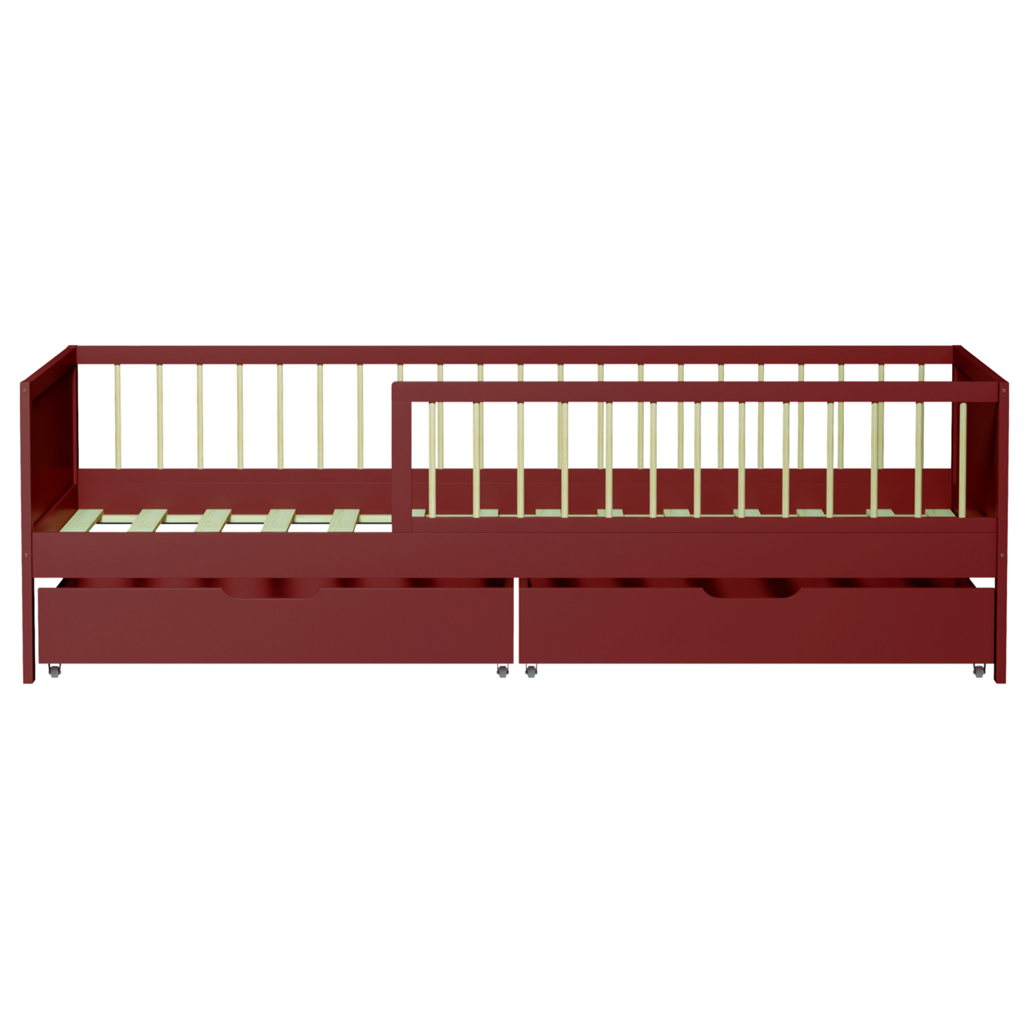 Lit pour enfant 190x90cm terracotta avec tiroirs ADAM