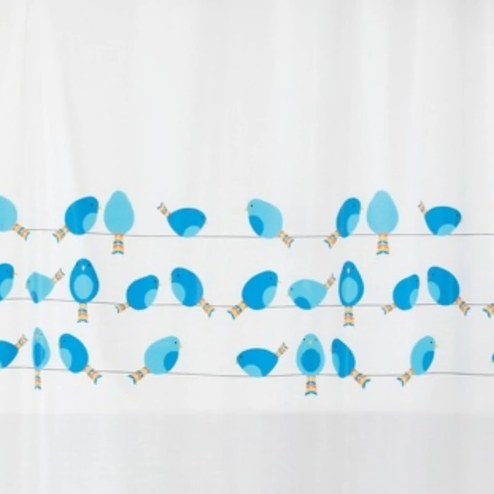 Rideau de douche PEVA BIRDY 180x200cm Bleu & Blanc Spirella