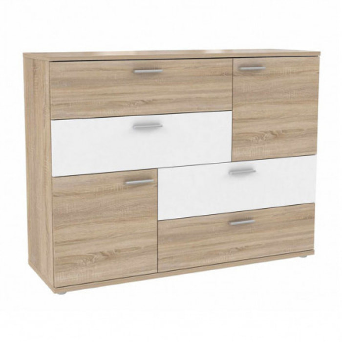 Commode 2 portes 4 tiroirs en bois - 5 coloris - SKY