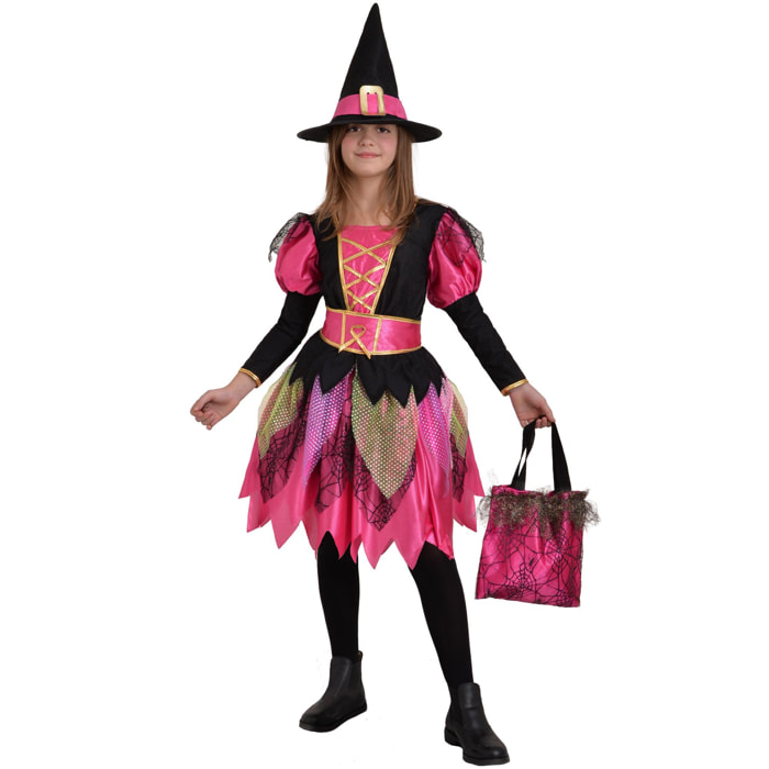 Streghetta Fashion Witch Girl Halloween Costume Con Cappello Borsa Bambina