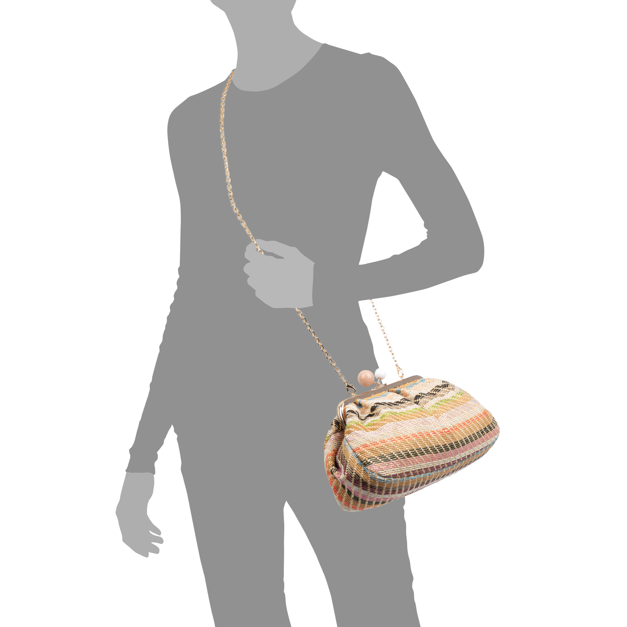 Boesio Bolso bandolera Mujer. Fabricado en rafia sintética entrelazada.