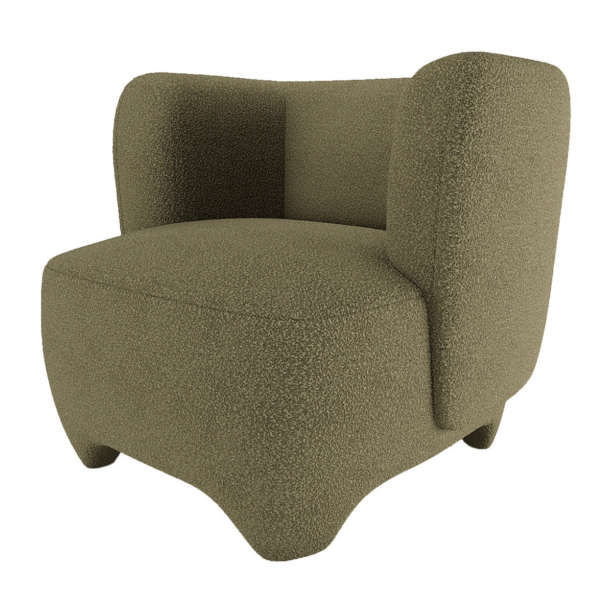 NOA - Fauteuil en laine bouclée vert kaki